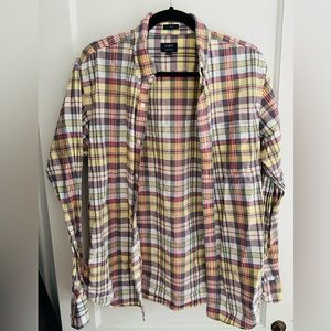 J Crew Plaid Summer Button Down Shirt - Large